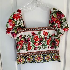 ANTONIO MELANI Floral Square Neck Blouse